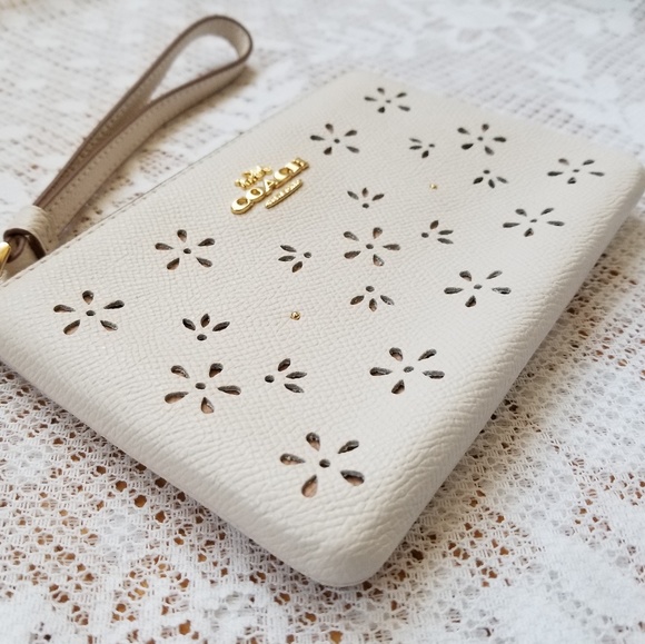 Coach Handbags - Coach Corner Zip Wristlet in Chalk